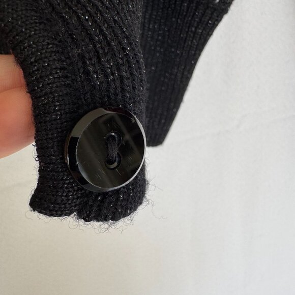 90s Vintage Dana Buchman Wool Mohair Blend Black Red Nordic Crop Cardigan Size M - Picture 15 of 15